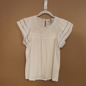 Cupio White Lace Detail Top